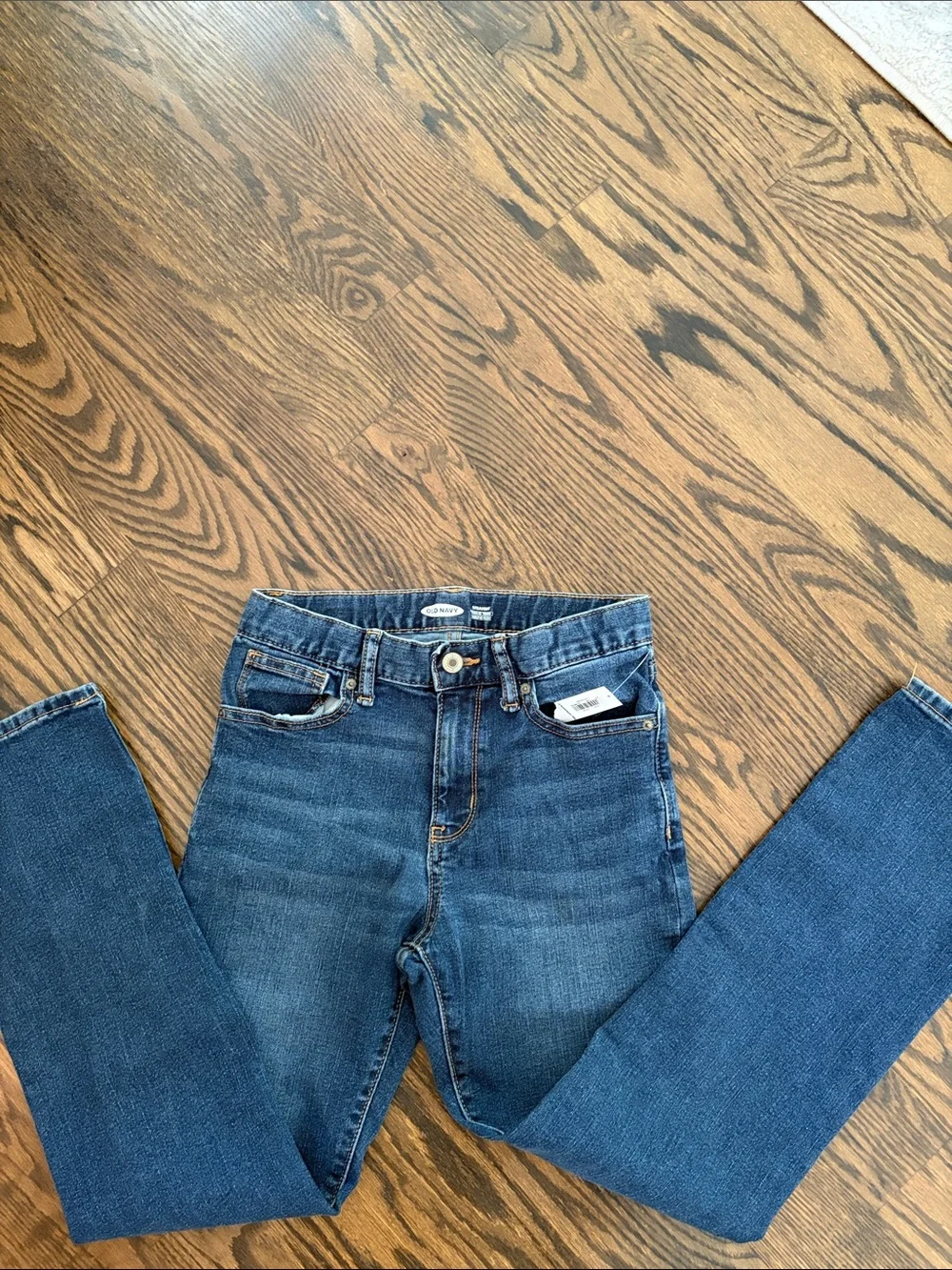 NWT Old Navy kids Dark Blue Straight Jeans sz12 adjustable waist